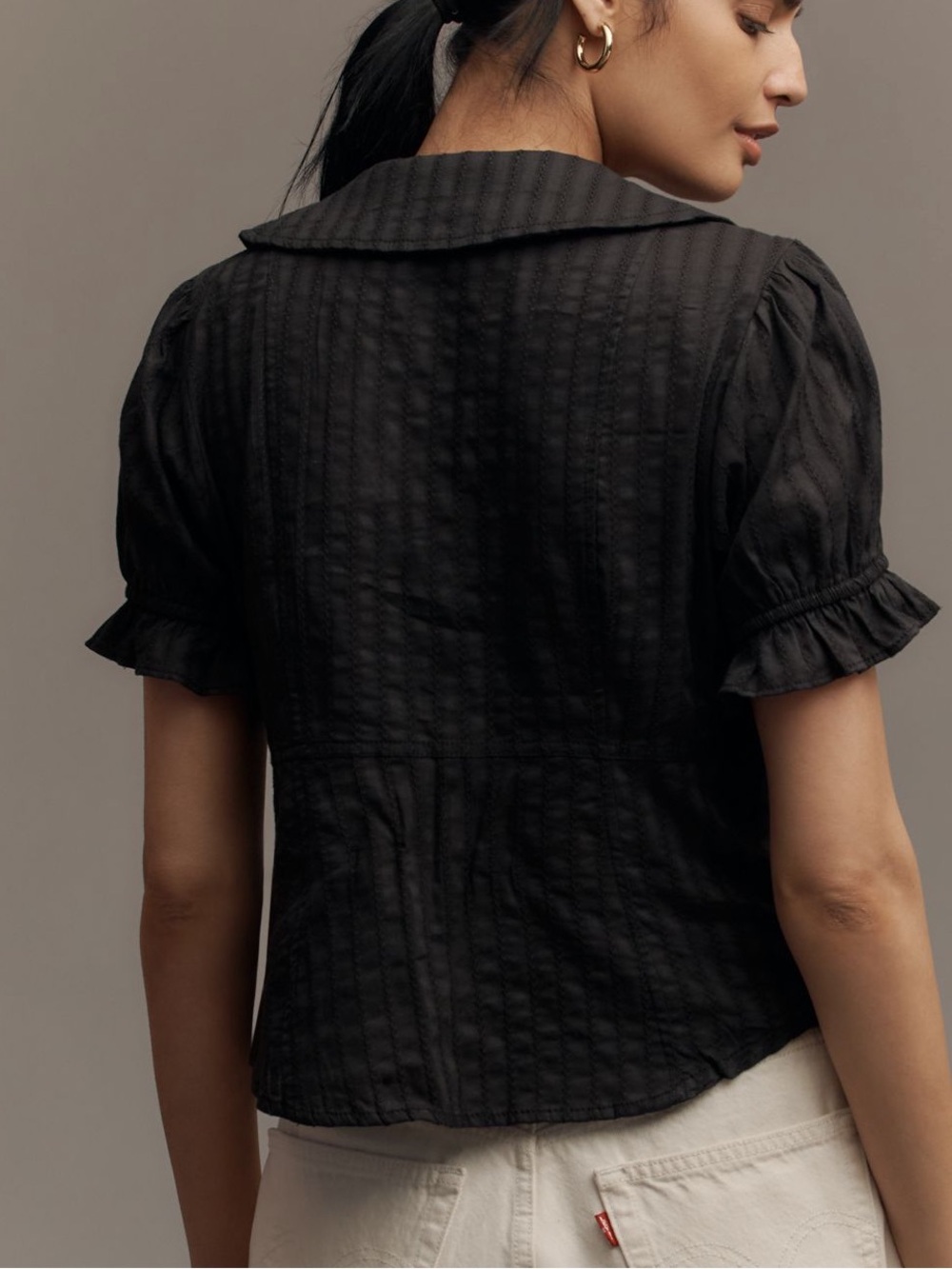 Pilcro Keira Waisted Tuxedo Blouse - Picture 3 of 9